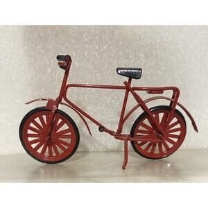 Dollhouse Miniature Red Metal Bicycle Bike 1:12 inch scale